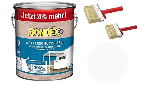 Sanitärshop Baustoffe & Sanitär Set: Bondex Wetterschutz Farbe - atmungsaktiver und hochdeckender Wetterschutz für alle Hölzer im Außenbereich (weiß, 3 Liters) von Sanitärshop Baustoffe & Sanitär