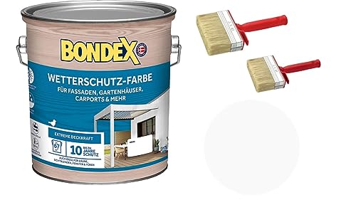 Sanitärshop Baustoffe & Sanitär Set: Bondex Wetterschutz Farbe - atmungsaktiver und hochdeckender Wetterschutz für alle Hölzer im Außenbereich (weiß, 7,5 Liters) von Sanitärshop Baustoffe & Sanitär