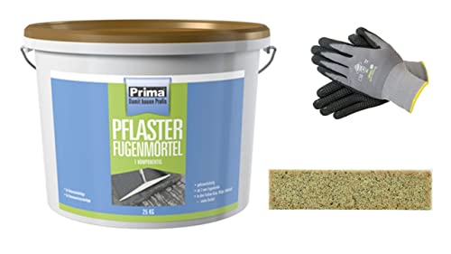 Sanitärshop Baustoffe & Sanitär Set: Prima Pflasterfugenmörtel 25 kg - 1 komponentig gebrauchsfertig zum wasserdurchlässigen Verfugen von Beton-u. Natursteinbelägen (beige) von Sanitärshop Baustoffe & Sanitär