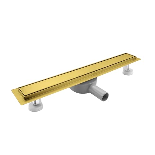 SaniteModar Duschrinne 110cm, Goldener Befliesbar Duschrinne extra flach mit 360°Siphon, Edelstahl Bodenablauf SaniteModar Duschrinne 110cm, Goldener Befliesbar Duschrinne extra flach mit 360°Siphon, Edelstahl Bodenablauf von SaniteModar
