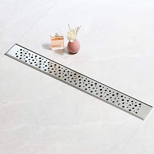 SaniteModar Duschrinne 80cm, Blase Duschrinne Extra Flach mit Siphon Geruchsstop und Haarfilter, Badezimmer Duschablauf Komplettset von SaniteModar