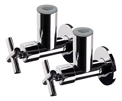 Design Eckventil mit Schubrosette | EXKLUSIV II | 1/2 Zoll | Messing verchromt | 2er-Set von Sanitop-Wingenroth