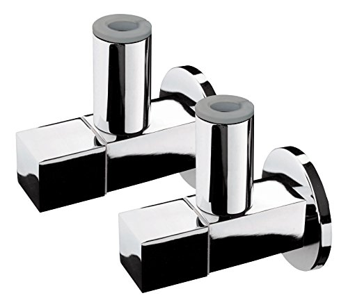 Design Eckventil mit Schubrosette | SQUARE | 1/2 Zoll | Messing verchromt | 2er-Set von Sanitop-Wingenroth