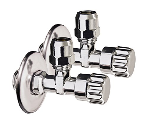 Eckventil mit Schubrosette | 1/2 Zoll | Messing verchromt | 2er-Set von Sanitop-Wingenroth