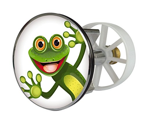 Waschbeckenstöpsel Design Comic Frosch | Abfluss-Stopfen aus Metall | Excenterstopfen | 38 40 mm von Sanitop-Wingenroth