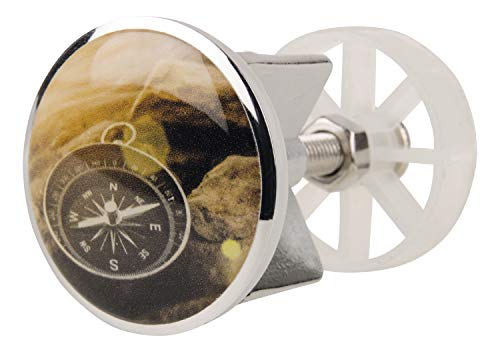 Sanitop-Wingenroth Excenterstopfen mit Motiv Kompass | Abflussstopfen mit Haarfangsieb | Durchmesser: 38-40 mm | Zentrierstern | höhenverstellbare Schraube | Chrom |19632 1 von Sanitop-Wingenroth