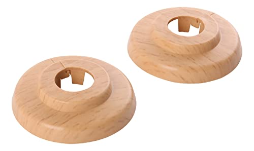 Sanitop-Wingenroth Klapprosette für Rohrsysteme | 15 mm oder Typ 1/4 '' | 2er-Set | Rosette | Abdeckung für Heizungsrohre | Außendurchmesser: 49 mm | Kunststoff | Buche | 19431 0 von Sanitop-Wingenroth