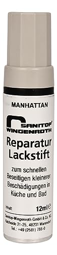 Sanitop-Wingenroth Lack-Reparaturstift, Manhattan, TÜV zertifiziert, 12 ml, Für kleine Beschädigungen, Küche, Badezimmer, Keramik, Emaille, Acryl, Metall, 661188 von Sanitop-Wingenroth