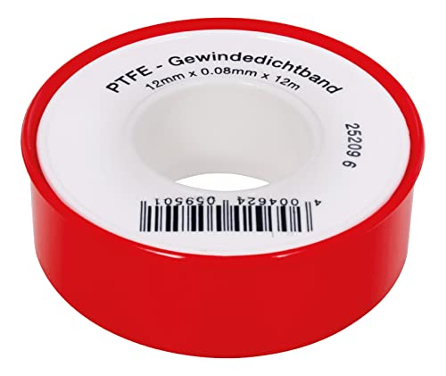 Sanitop-Wingenroth PTFE Gewindedichtband | Dichtband in 12 x 0,08 mm | 12 Meter lang | zum Abdichten von Gewinden | für Heizung geeignet | 252096 von Sanitop-Wingenroth