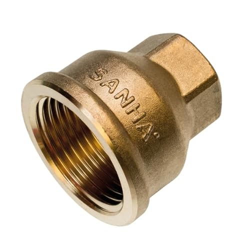 Sanitop-Wingenroth Reduziermuffe Nr. 3240 mit Typ 3/4“ IG x 1/2“ IG, Fitting mit zwei Innengewinden, Doppelanschluss, Gewindefitting für die Feininstallation, Mehrkant, Rotguss, 163361 von Sanitop-Wingenroth