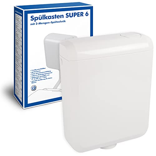 Sanitop-Wingenroth Spülkasten Super 6 | Tiefspülkasten mit Zwei-Mengen-Technik | 3-3,5 oder 6-7 l | Geräuscharm und vollisoliert | Variabler Anschluss | Weiß | 21123 9 von Sanitop-Wingenroth