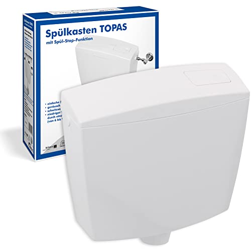 Sanitop-Wingenroth Spülkasten Topas | Kunststoff | Spül-Stopp-Funktion | Einstellbare Spülmenge 6-9 Liter | Tiefspülkasten | Schwitzwasserisolierung | Leises Spülen | Weiß | 21047 8 von Sanitop-Wingenroth