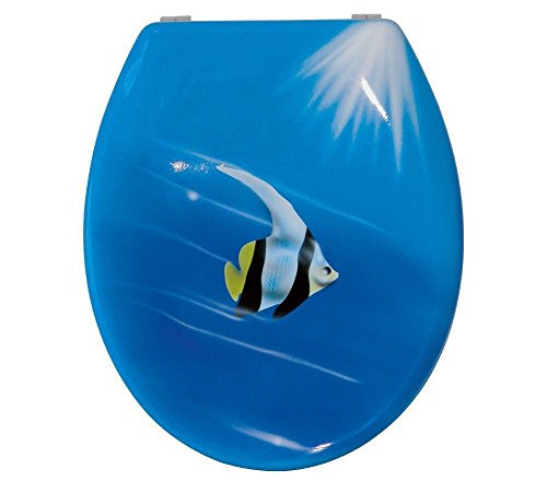 WC-Sitz Dekor Underwater | Toilettensitz | WC-Brille aus Duroplast-Kunststoff Metall-Scharnier von Sanitop-Wingenroth