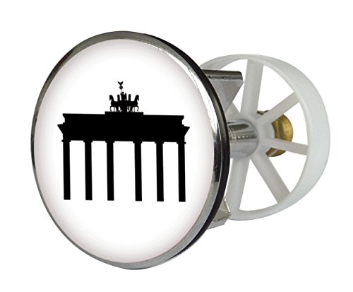Waschbeckenstöpsel Design Brandenburger Tor | Abfluss-Stopfen aus Metall | Excenterstopfen | 38 40 mm von Sanitop-Wingenroth