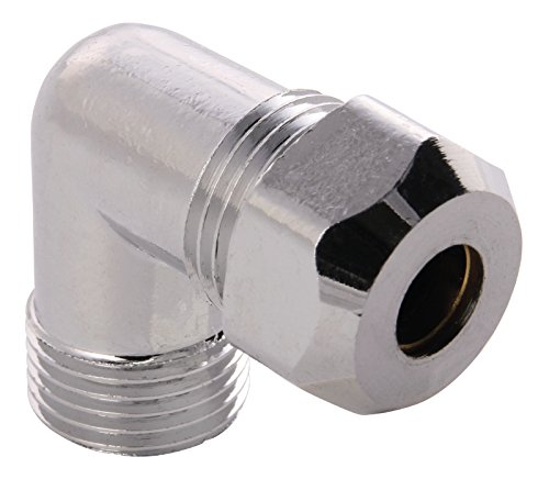 Winkel-Quetschverschraubung | 90 Grad Winkel | 3/8 Zoll x 10 mm | Quetschverschraubung | Für Kupfer-Rohre | Anschluss von Armaturen Verchromt von Sanitop-Wingenroth