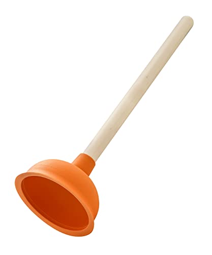 'aquaSu® | Farbiger Pömpel in Orange | Pümpel für WC, Wanne, Dusche, Waschbecken, Urinal | mit Ø 135 mm | Farbig: Neon-Orange | Holzstiel | löst Verstopfungen | Umweltschonend | Chemiefrei | 25083 2 von aquaSu