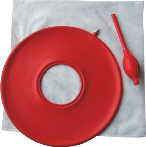 Luftkissen Set mit regulierbarem Druck incl- Luftpumpe und Einmalbezug 45 cm, Farbe: Rot - Sitzkringel Sitzring von Saniversum UG