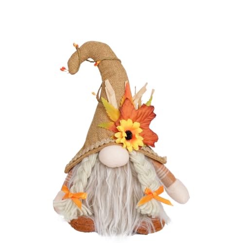 Sanivovonu 2 Stück Herbstdeko Wichtel, Herbst Dekoration Wichtel Figuren, Herbst Deko Puppen mit Sonnenblume, Herbstdeko Innen Figuren Handgefertigt für Thanksgiving Dekoration von Sanivovonu