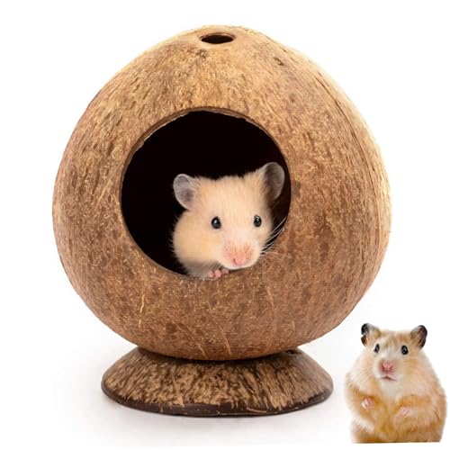 Sanivovonu Pesoncarl Hamsterhaus 5.3x4, 7in Kokosnussförmiger Hamster-Hune mit Stabiler Basis und 2, 2-Zoll-Loch Natural atmungsaktiv von Sanivovonu
