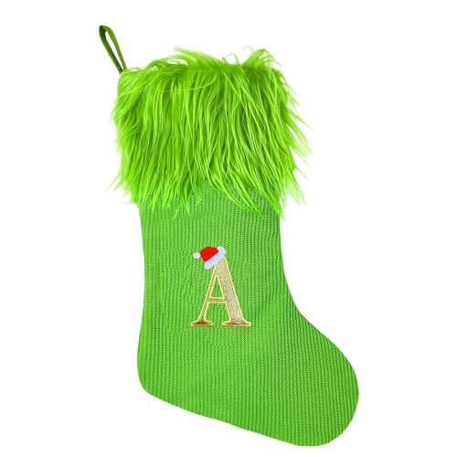 Weihnachtsstrumpf A Personalisiert Großer Nikolausstrumpf mit Buchstaben 45cm Ginch grün Plüsch Hängender Weihnachtsmann mit Namensschild Ornamente Weihnachtsdekorationen für Weihnachtsbaum und Heim Weihnachtsstrumpf A Personalisiert Großer Nikolausstrumpf mit Buchstaben 45cm Ginch grün Plüsch Hängender Weihnachtsmann mit Namensschild Ornamente Weihnachtsdekorationen für Weihnachtsbaum und Heim von Sanivovonu