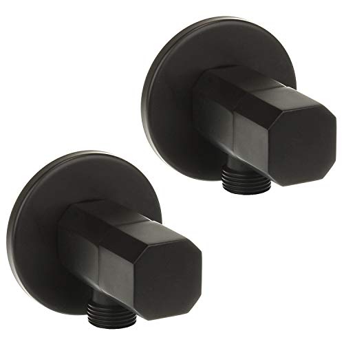 2er Set Eckventil Messing 1/2 x 3/8 Zoll schwarz matt eckig inkl. Rosette Eckventil Ventil Bad Küche Anschlussventil Waschbecken Spülbecken Armatur von Sanixa