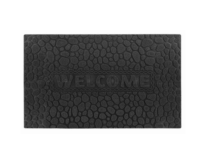 Sanixa Fußmatte Türmatte Welcome Schwarz PVC 74 cm Indoor & Outdoor Schmutzfangmatte, rechteckig, Höhe: 8 mm, Fußabtreter Willkommen Sanixa Fußmatte Türmatte Welcome Schwarz PVC 74 cm Indoor & Outdoor Schmutzfangmatte, rechteckig, Höhe: 8 mm, Fußabtreter Willkommen von Sanixa