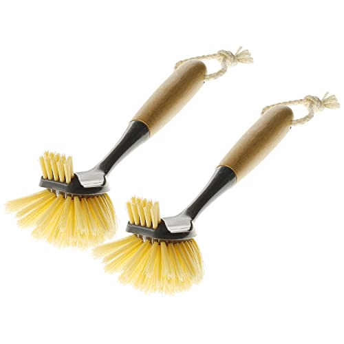 K&G Premium Spülbürsten-Set, 2er-Pack, Ergonomisch, Holz & Kunststoff, 29 cm – Effektive Reinigung für Küche und Haushalt, Grau von Sanixa
