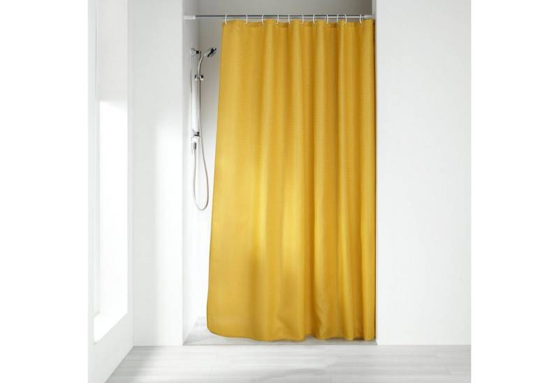 Sanixa Duschvorhang super weich, kein kleben an Wanne oder Körper, Duschvorhang Textil 180x200 cm Grün oder Gelb Jaquard Muster von Sanixa