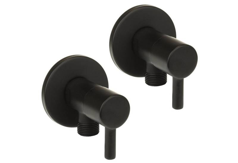 Sanixa Eckventil Anschluss Waschbecken Spülbecken Bad Küche Absperrventil, (1/2 Zoll Standard-Anschluss, 2-tlg., Armatur), 2er Set Eckventil schwarz matt Anschluss Ventil Regulierventil von Sanixa