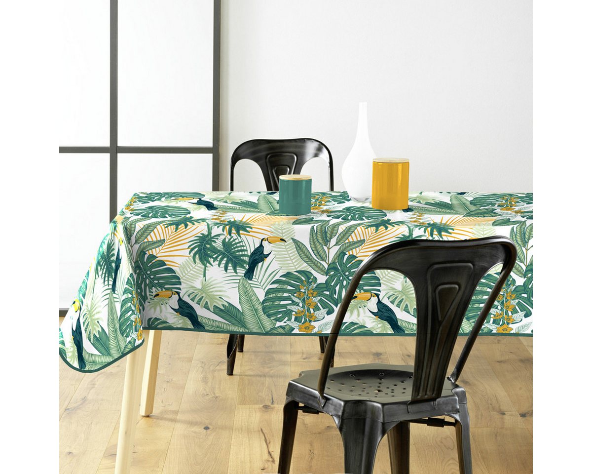 Sanixa Gartentischdecke Tischdecke PVC Grün Dschungel 140 x 200 cm Tischtuch Kunststoff (Tischschutz Dschungeldesign), Gartentischdecke Balkontischdecke Tischtuch von Sanixa
