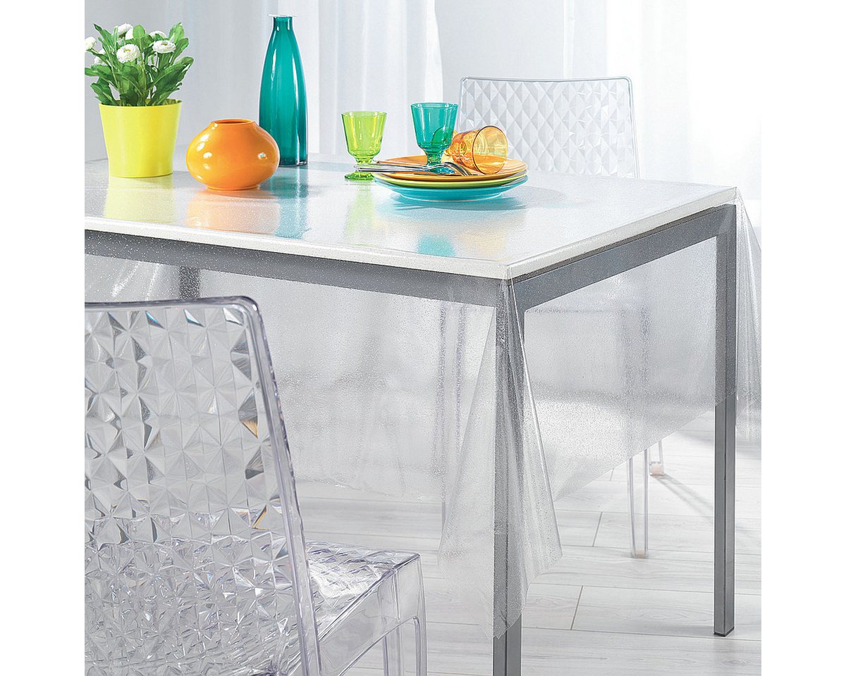 Sanixa Gartentischdecke Tischdecke PVC Transparent 140 x 240 cm Tischtuch Kunststoff (Tischschutz Durchsichtig), Gartentischdecke Balkontischdecke Tischtuch Wachstischtuch von Sanixa