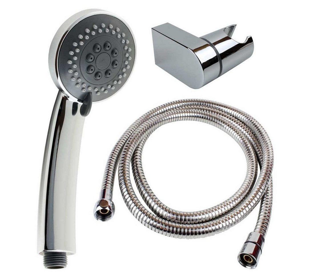Sanixa Handbrause Brausehalter Duschbrause Dusch-Kopf Duschset Brauseset, (3-tlg., Handdusche Brausekopf mit Wandhalter), Handbrause-Set Leon mit Brause-Schlauch 150 cm von Sanixa