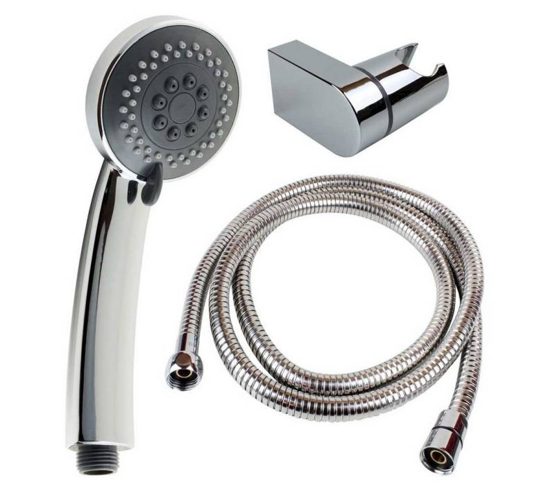 Sanixa Handbrause Brausehalter Duschbrause Dusch-Kopf Duschset Brauseset, (3-tlg., Handdusche Brausekopf mit Wandhalter), Handbrause-Set Leon mit Brause-Schlauch 150 cm von Sanixa