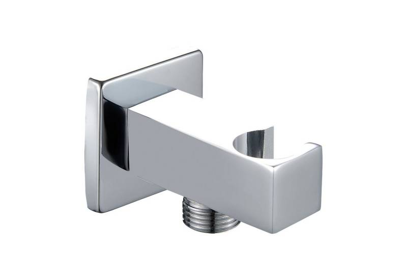 Sanixa Handbrause Wandanschluss Bogen chrom Dusche Anschluss für Brauseschlauch, (Wasserauslass eckig quadratisch), Wandanschluss-Bogen Dusche Anschluss Brauseschlauch Schlauchanschluss von Sanixa