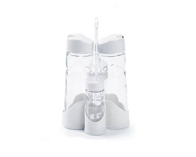 Sanixa Menage-Set Gewürzstr euer Essig & Öl Set Weiß Glas Kunststoff inkl. Halter Tisch, (Essigspender Ölspender Salzstreuer Pfefferstreuer, 5-tlg., 4 tlg. Set inkl. Halter), Modern rund Essig Öl Salz Pfeffer Spender Dosierer von Sanixa