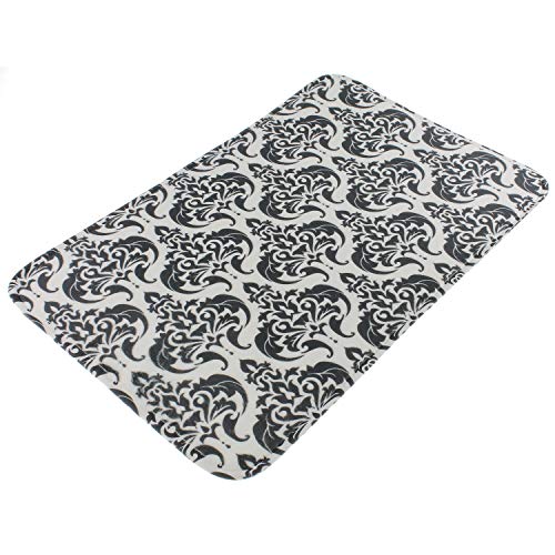 Sanixa PA52000 Anti-Rutsch Badematte Barock Schwarz-Weiß 60 x 40 cm Vintage Memory Foam extra weich Bad-Teppich Vorleger Dusch-Matte SCHNELL TROCKNEND von Sanixa