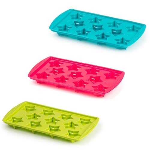 Sanixa PF11583_x3 Eiswürfelform Stern 3er Set bunt Kunststoff BPA frei Eiswürfelbehälter Eiswürfel Behälter Eiswürfelschale Eiswürfelbereiter Eiswürfelbox von Sanixa