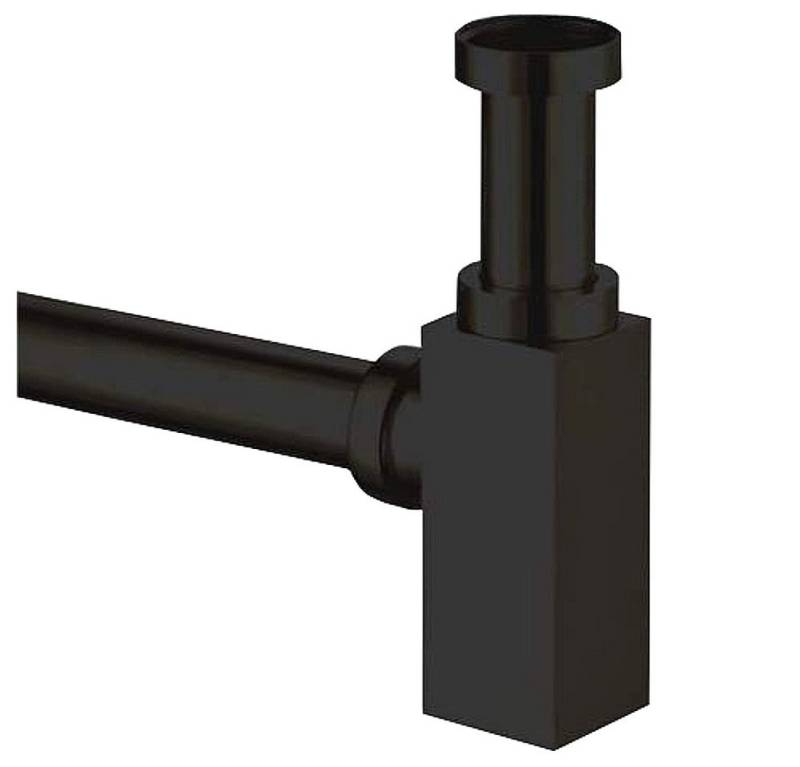 Sanixa Siphon Design Siphon eckig schwarz matt/Ablauf, (Design Siphon eckig schwarz matt/Ablauf), Waschbecken Abfluss Ablaufset Sifon Röhren-syphon von Sanixa