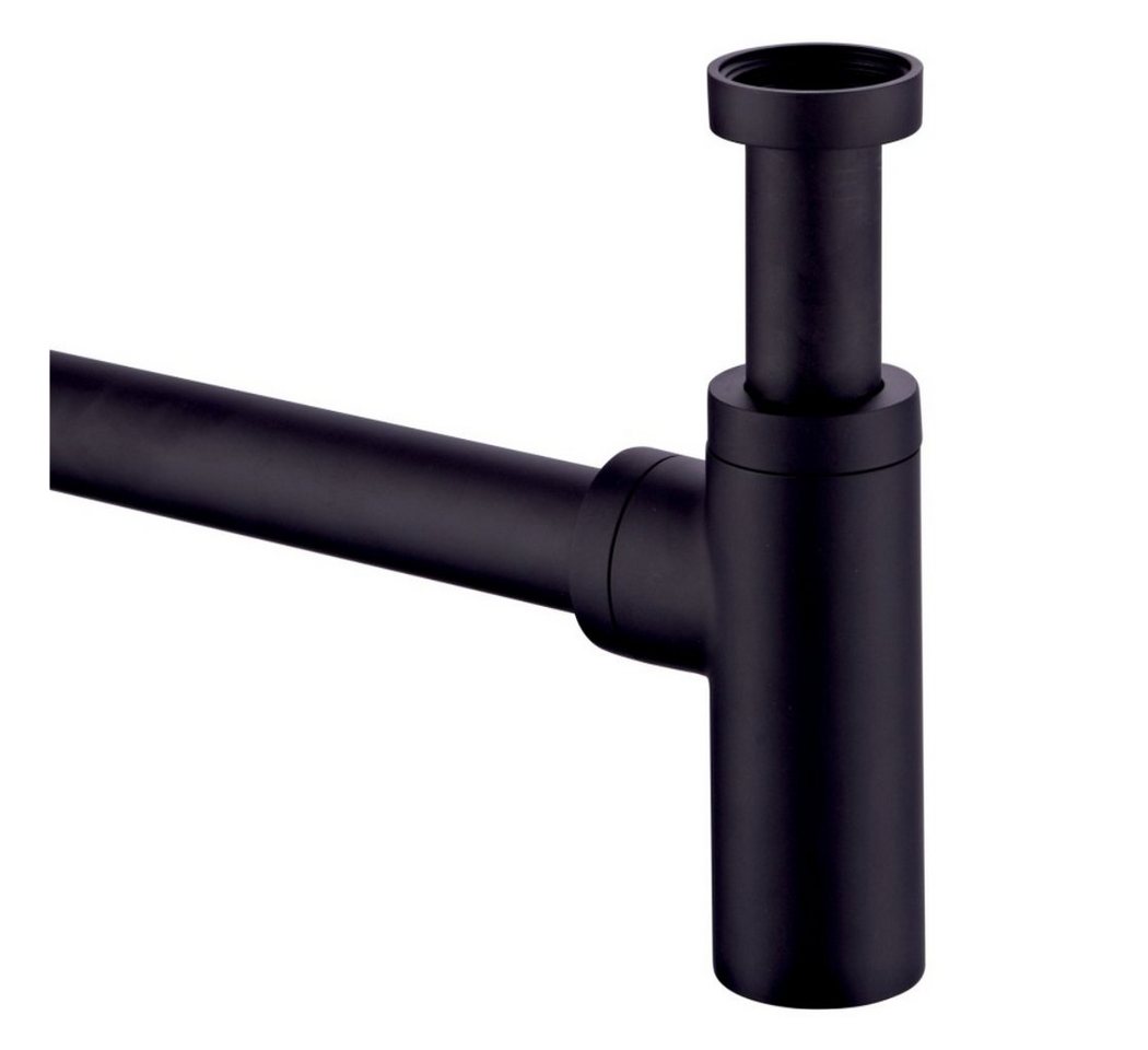 Sanixa Siphon Design Siphon rund schwarz matt/Ablauf, (Design Siphon rund schwarz matt/Ablauf), für Waschbecken Abfluss Ablaufset Sifon Röhren-syphon von Sanixa