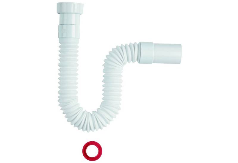 Sanixa Siphon Universal-Abflusssiphon flex 1 1/2" Zoll auf 40 / 50mm Siphon Küche, (Abfluss Rohr, Kunststoff weiß), Spüle Bad Waschbecken Ablauf flexibel von Sanixa