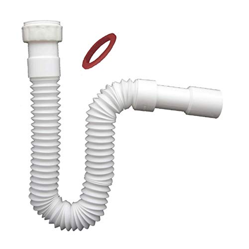 Sanixa Universal-Abflusssiphon flex 1 1/4" Zoll auf 32/40mm Siphon Küche Spüle Bad Waschbecken Ablauf flexibel von Sanixa