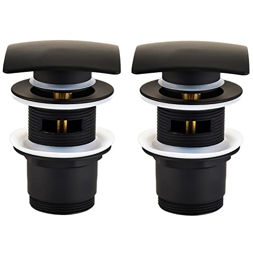 Waschbecken Abfluss schwarz matt eckig 2er Set Pop Up Ventil Waschtisch Push Abfluss Ablauf-Garnitur Stöpsel Waschbecken Abfluss schwarz matt eckig 2er Set Pop Up Ventil Waschtisch Push Abfluss Ablauf-Garnitur Stöpsel von Sanixa