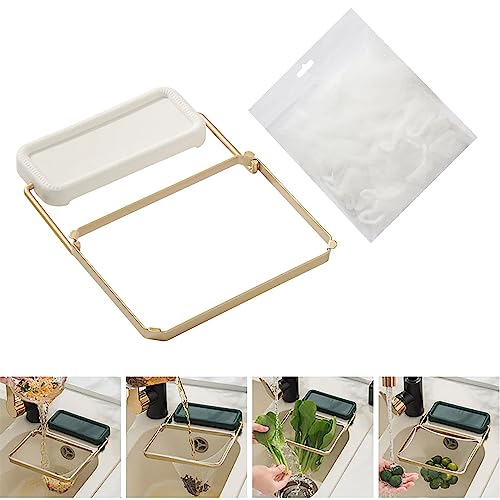 Kolibrin Filter Für Küchenspüle, Filterbeutel Küche, Küchenspüle-Eck-Abflusssieb, Sink Drain Sieb Korb, Collapsible Kitchen Sink Strainer Drain Basket (Weiß+Filter*50) von Sank