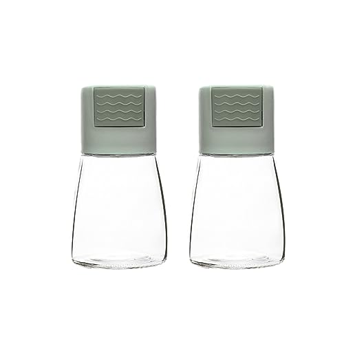 Superie Konische Gewürzflasche für die Küche, 180ml, Streuer aus Glas und Edelstahl, Salzstreuer mid Deckel, Gewürzstreuer, Gewürzgläser (2 STÜCK, GRÜN) von Sank