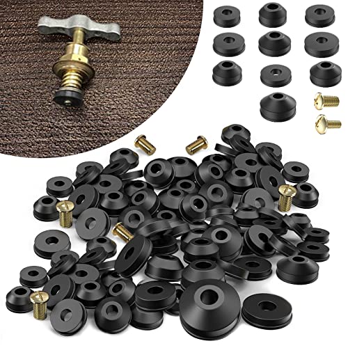58 Stück Wasserhahn-Unterlegscheiben, Reparatur-Set mit flachen und abgeschrägten Unterlegscheiben, mit Messingschrauben, um Lecks aus dem Wasserhahn zu reparieren 58 Stück Wasserhahn-Unterlegscheiben, Reparatur-Set mit flachen und abgeschrägten Unterlegscheiben, mit Messingschrauben, um Lecks aus dem Wasserhahn zu reparieren von Sankoly