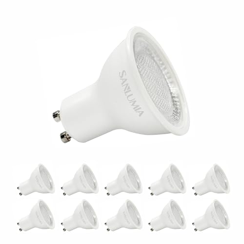 Sanlumia | Lampe | GU10 10er Set | LED Birne 5 Watt | 430 Lumen | Leuchtmittel ersetzt Halogen 50W | Naturweiß 4000K | Abstrahlwinkel 100° | Frosted Diffusor | Nicht Dimmbar von Sanlumia