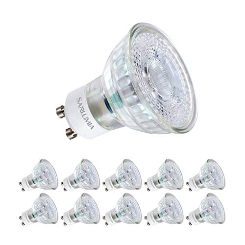 Sanlumia | LED Lampe | GU10 10er Set | LED Birne 5 Watt | Glühbirne 400 Lumen | Leuchtmittel ersetzt Halogen 50W | Warmweiß 3000K | Abstrahlwinkel 38° | Nicht Dimmbar | LED-Licht Reflektor von Sanlumia