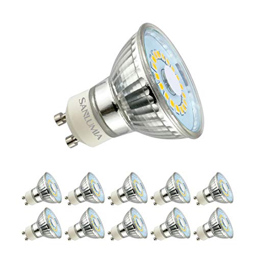 Sanlumia | LED Lampe | GU10 10er Set | LED Birne 5 Watt | Glühbirne 450 Lumen | Leuchtmittel ersetzt Halogen 50W | Naturweiß 4000K | Abstrahlwinkel 120° | Nicht Dimmbar | LED-Licht Reflektor von Sanlumia