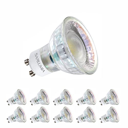 Sanlumia | LED Lampe | GU10 10er Set | LED Birne 6 Watt |CRI90+| Glühbirne 530 Lumen | Leuchtmittel ersetzt Halogen 75W | Cool Weiß 6400K | Abstrahlwinkel 100° | Nicht Dimmbar | LED-Licht Reflektor von Sanlumia