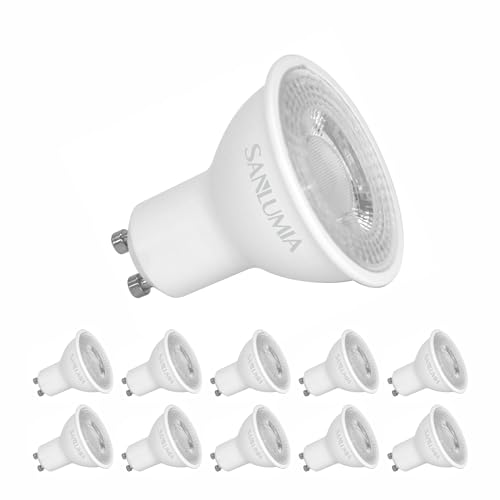 Sanlumia | LED Lampe | GU10 10er Set | LED Birne 6 Watt | Glühbirne 530 Lumen | Leuchtmittel ersetzt Halogen 75W | Warmweiß 3000K | Abstrahlwinkel 38° | Nicht Dimmbar | LED-Licht Reflektor von Sanlumia